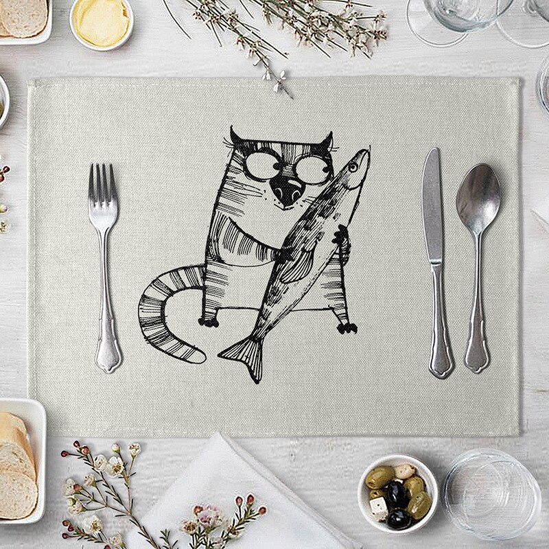 Leuke Cartoon Kat Patroon Tafel Mat Grappige Kat Servet Placemat Keuken Decoratie Dining Accessoires