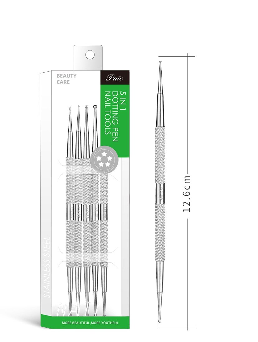 Rvs Punt Boor Pen, Stok Boor Puntjes Nail Tool Set, dubbele Kop Golf Punt Pen (5 Pcs)