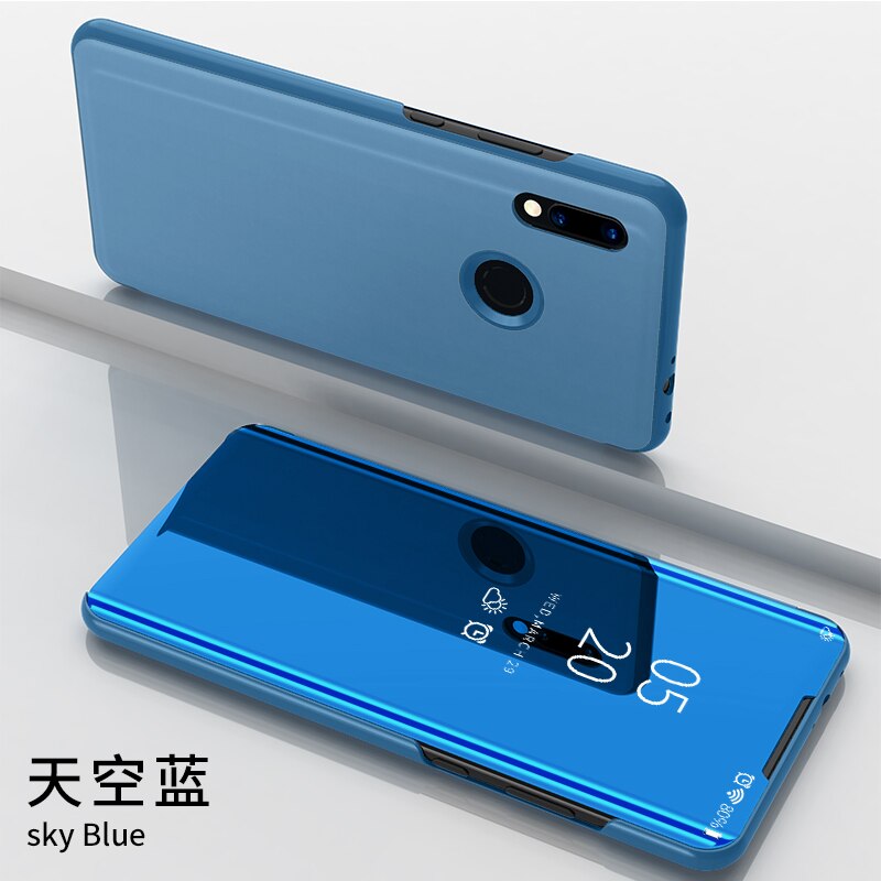 per ZTE V10 Caso di Vita Dello Specchio di Lusso di Vibrazione Del Cuoio Cassa Del Telefono per ZTE lama V10 Vita Del Basamento di Protezione Del Telefono Antiurto sacchetto Della Copertura: blu