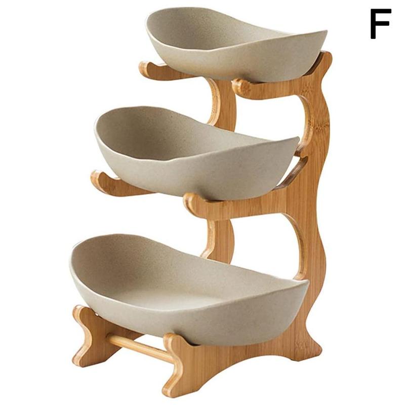 Bowl Food Fruit Plates Set Tableware Table Plates For Serving Plates Dinnerware Wooden Partitioned Dish Snack Candy Cake Stand: F