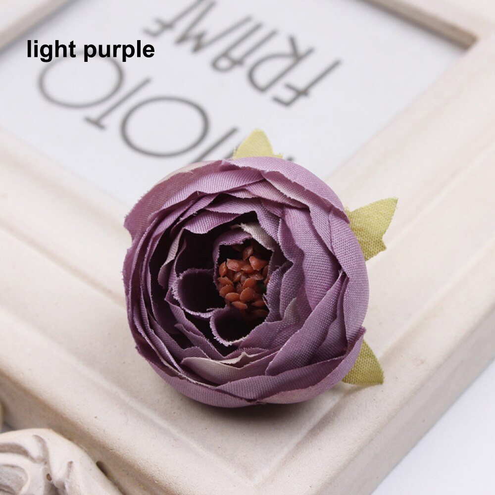 5 stuks 5cm kunstbloemen handgemaakte zijden stoffen bloemhoofdjes boeket voor bruiloft feest huisdecoratie doe-het-zelf doos knutselen: Lichtpaars