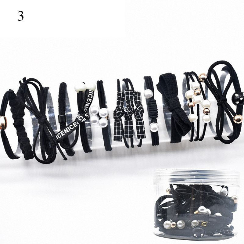 12Ps/Set Elastic Hair Bands For Hair Tie Blue Pink Women Girls Korean Flower Pearl Hair Bands Ponytail Holder Hair Accessories: 3