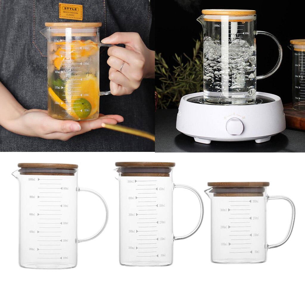 High Borosilicate Heat Resistant Glass Measuring Cup Freezer Safe Handgrip Measure Teapot Beaker Microwave Oven Kitchen Milk