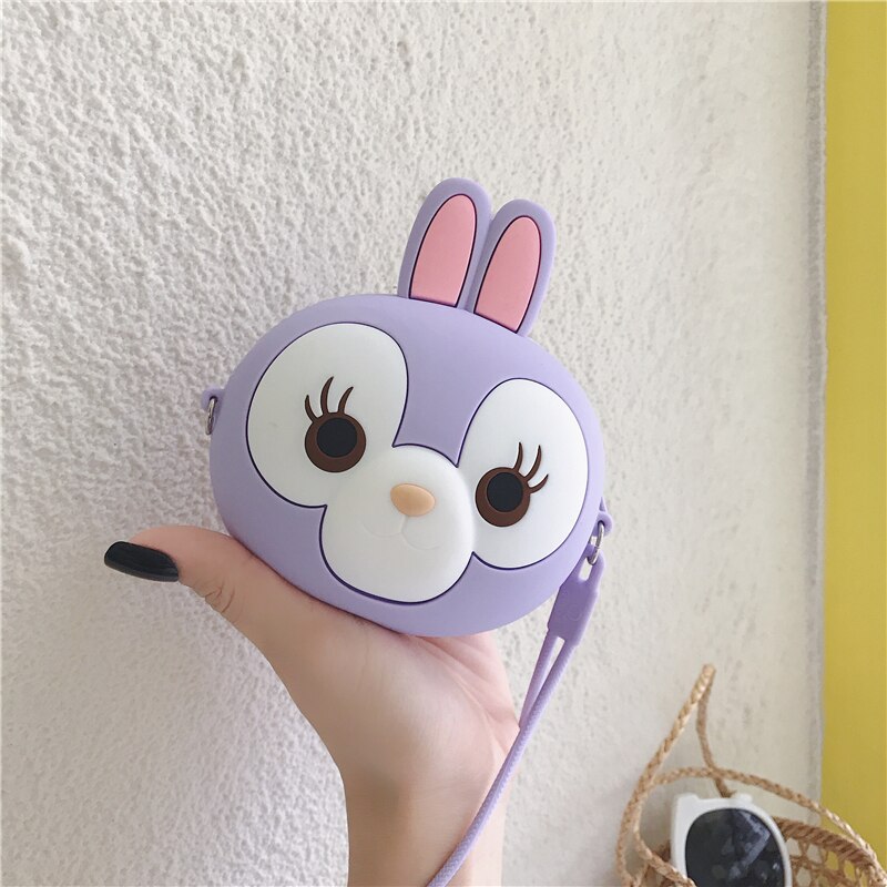 Cartoon Round Purse Cute Mini Female Student Clutch Bag Waterproof Silicone Pendant Coin Bag with Strap Mini Pouch: 42049