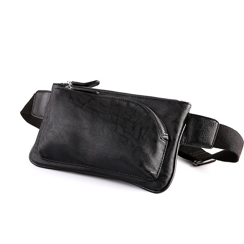 Mannen Effen Zwarte Borst Zak Pu Lederen Heuptas Mannelijke Dubbele Rits Crossbody Tassen Eenvoudige Toevallige Kleine Mannen messenger Bags: Black