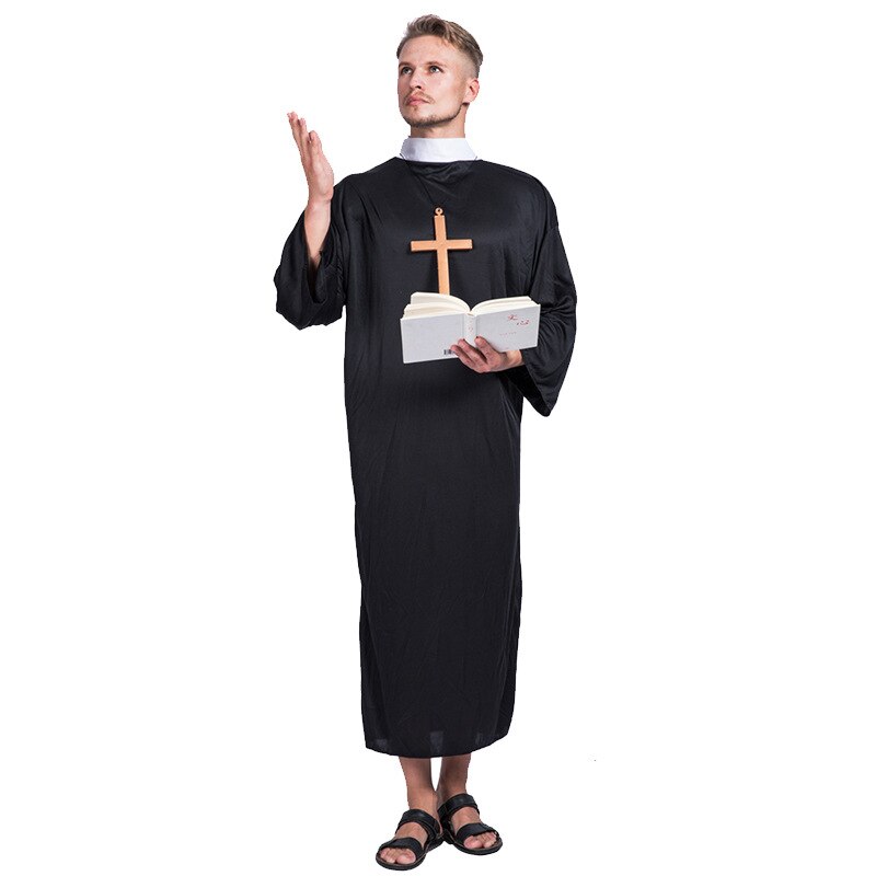 Adult Priest Pastor Minister Costume Men Religious Missionaries Clergyman Costumes Purim Party Mardi Gras Carnival Fancy Dress