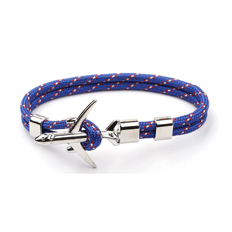 NIUYITID samolot charm kotwica mężczyzn bransoletki kobiet lotnisko moda Rope Chain Paracord lotnictwa życia biżuteria Pulseras Hombres: A12