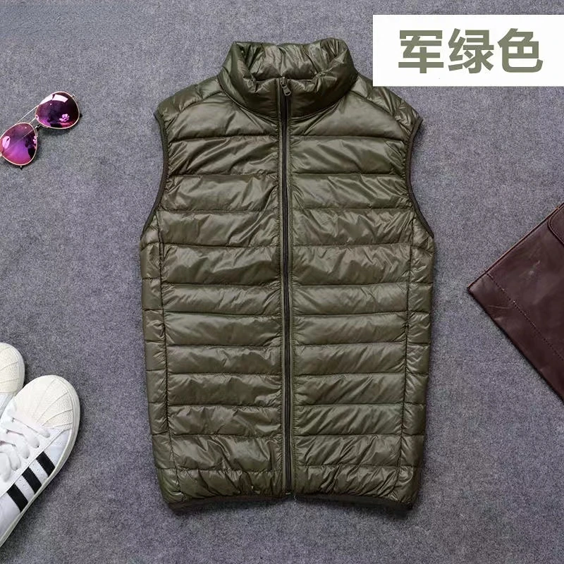 Donsvest voor heren Winter, los eendendons Lichte veren Modejas Jas Warm heren los plus eenvoudig effen kleur jasjevest: 5XL / Bruin