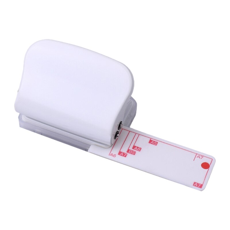 Portable Hole Puncher 3/6/9 Holes w/ Positioning Ruler Confetti Box 5 Sheet Capacity Skid-Resistant Base for School Home: White
