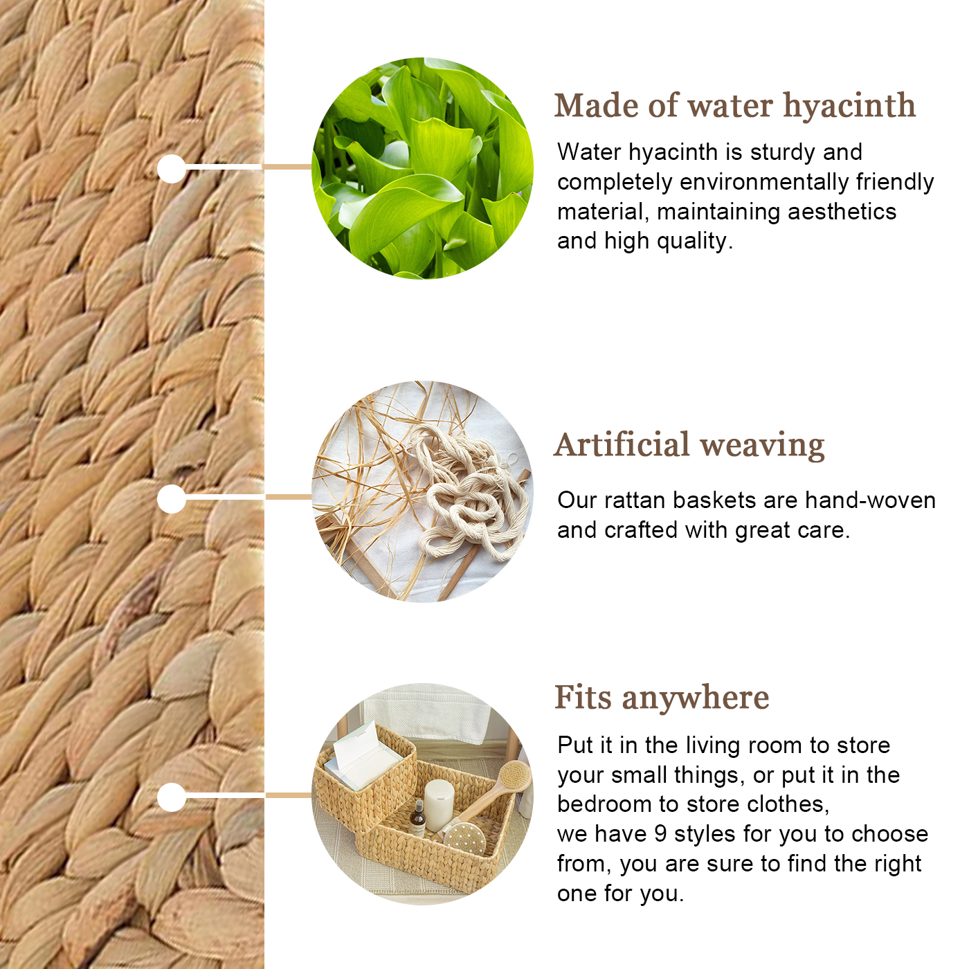 Estante de escritorio de mimbre Natural para el hogar y la Oficina, cesta de almacenamiento de escritorio, soporte para accesorios de cocina, organizador de mesa, decoración