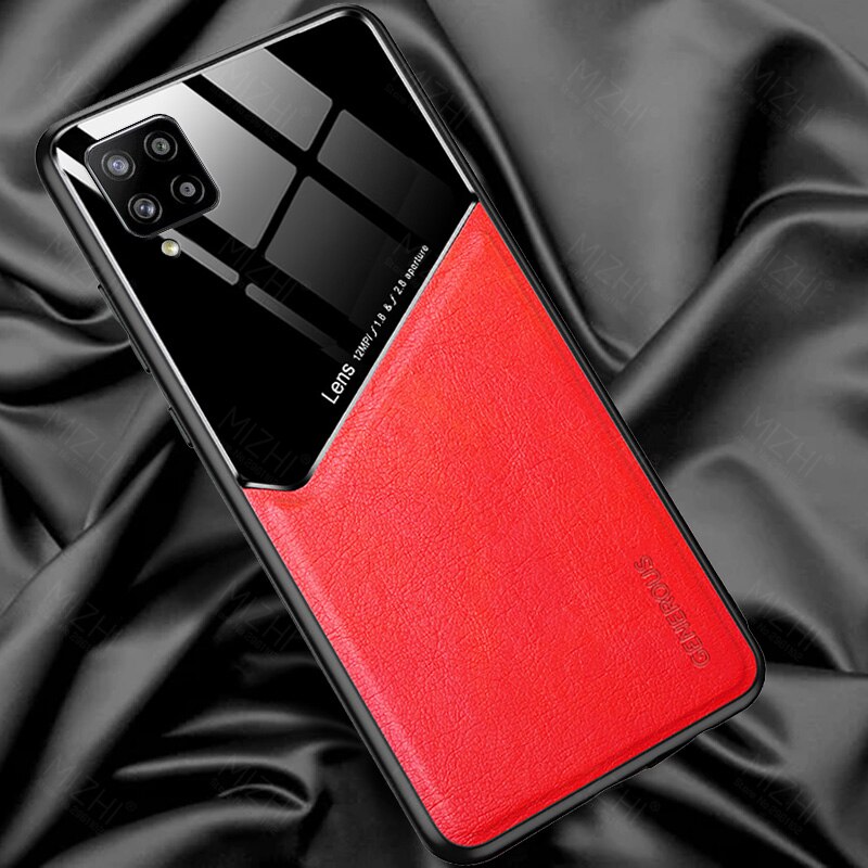 Para samsung a12 cuero caso De Teléfono magnético para samsung galaxy a12 12 a125f samsun galax Cámara cubierta de protección de coque: for samsung a12 / red