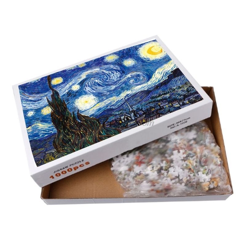 Starry Night Paper Puzzle 1000 Pieces Puzzles for Adults & Kid's Challenge Jigsaw Landscape Educational Landscape Game Play Toys