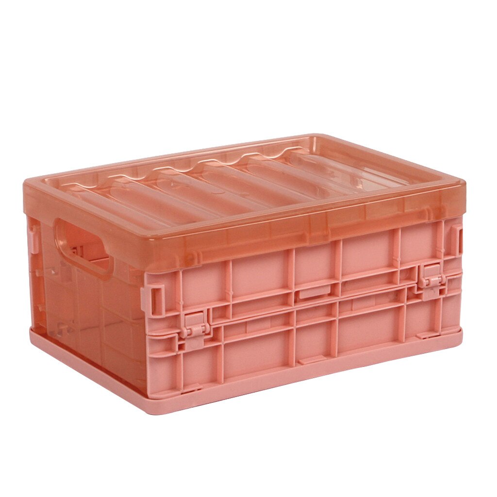 Best Selling Products Plastic Folding Storage Container Basket Crate Box Stack Foldable Organizer Box: S / Pink