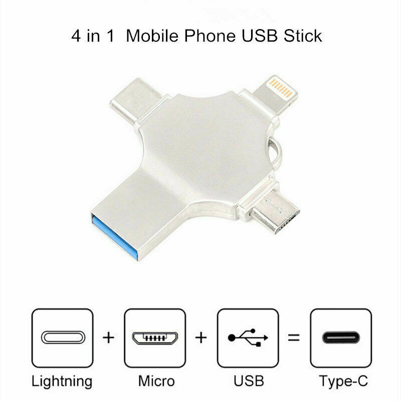 4 em 1 leitor de cartão otg usb3.0 com armazenamento externo da vara da memória do tf para o dispositivo de ios/android/type_c/windows