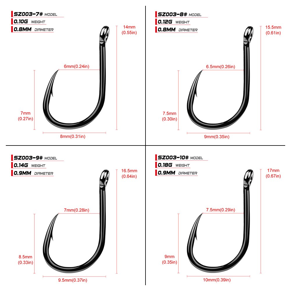 200pcs/lot High Carbon Steel Fishing Hook 3#-15# Barbed Single Hook High Qulity Fishing Tackle Jig Big Hook