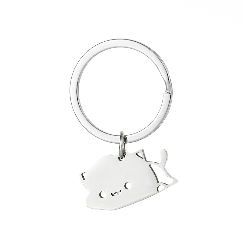 1 Pair Creativity Cute Stainless Steel Cartoon Cat Keychain Couple Animal Matching Key Ring Pendants Valentine Friendship