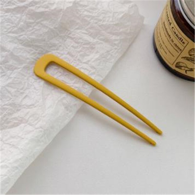 Horquilla en forma de U para el pelo para mujer y niña, pinzas para el pelo en forma de U de estilo francés, pasadores de varillas en U de concha de tortuga, accesorios de peinado: yellow