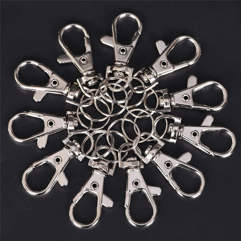 10 Stks/partij Zilver Metal Swivel Karabijn Clips Sleutel Haken Sleutelhanger Split Ring Diy Tas Haak Houder Klassieke Sleutel chain Ring