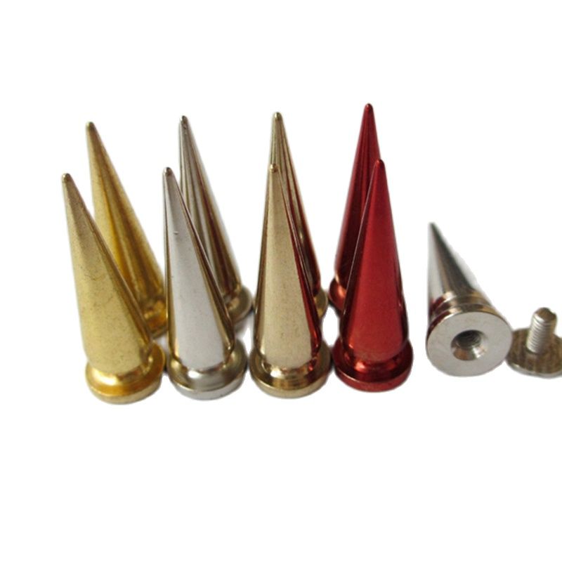 Kleurrijke trimits messing spike lange garment rivet studs met schroeven voor tas, hoed, schoen, lederen chocker diy ambachtelijke accessoire