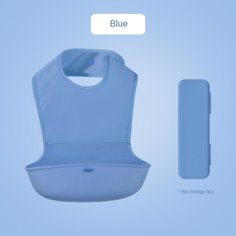 Baby Bib Pure Kleur Siliconen Waterdicht Bib Drie-Dimensionale Speeksel Pocket Gratis Opbergdoos
