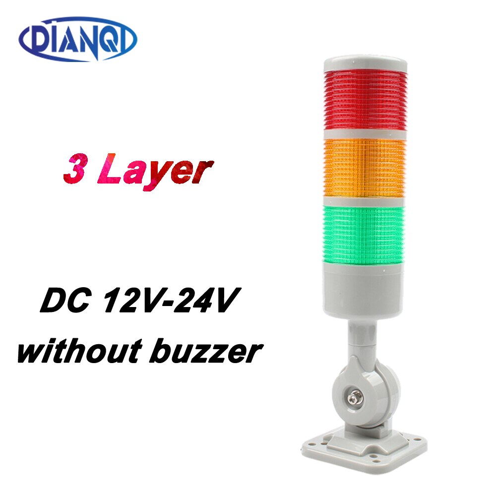 Voyant d'avertissement industriel à 3 couches pour machine CNC, DC 24V 12V AC220V 110V, lumière clignotante constante, lumière rotative à 180 piles: Marron
