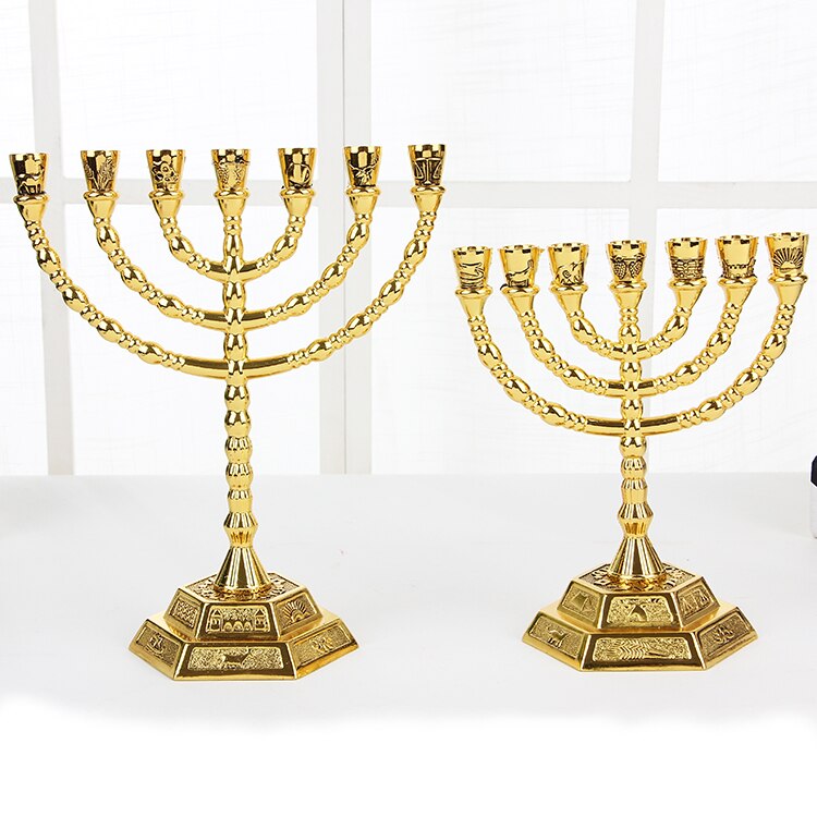 Israëlische Joodse Legering Zeven Licht Tafel Thuis Klassieke Ornamenten Christian Levert Party Gouden Lamp Stand