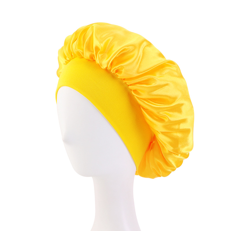 Satin Wide Brim Nightcap Silky Bonnet Hair Wrap for Sleeping Sleep Cap With Elastic Soft Band Styling Cap Hair Wrapping Tool