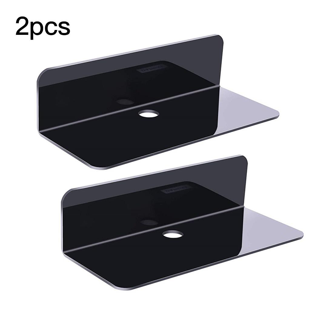 2 Pcs Wall Mounted Shelves Wall Hanging Display Decor Clock Speaker Organizer Acrylic Adhesive Shelf for Living Room Bedroom: 1