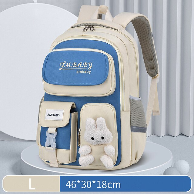 Sac à dos dessin animé lapin pour enfants, cartable pour écoliers du primaire, cartable mignon pour filles et garçons: L beige