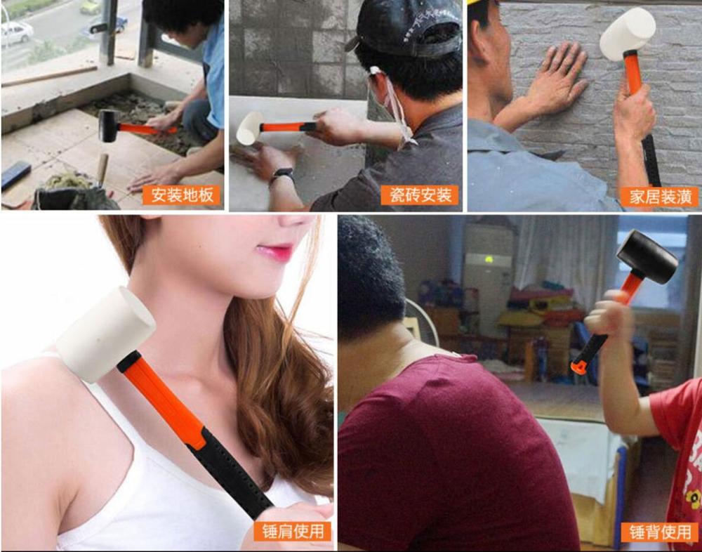 8oz/12oz Black Rubber Hammer Ceramic Tile Installation Works Wear-resistant Tile Hammer