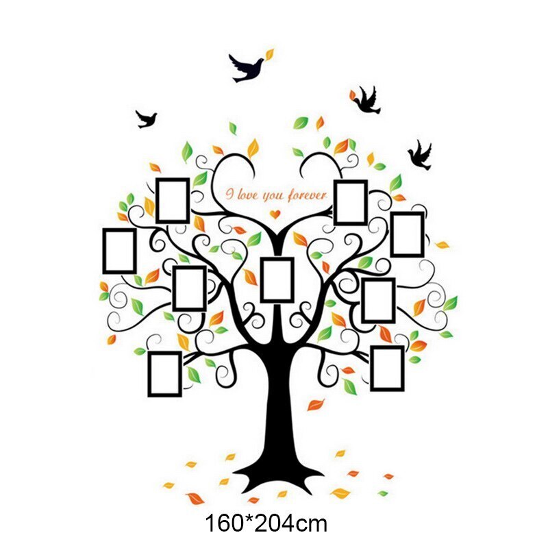 URIJK cadre Photo famille citations Stickers muraux cadre arbre papillon pissenlit Stickers muraux salon verre fenêtre décor & 7: D