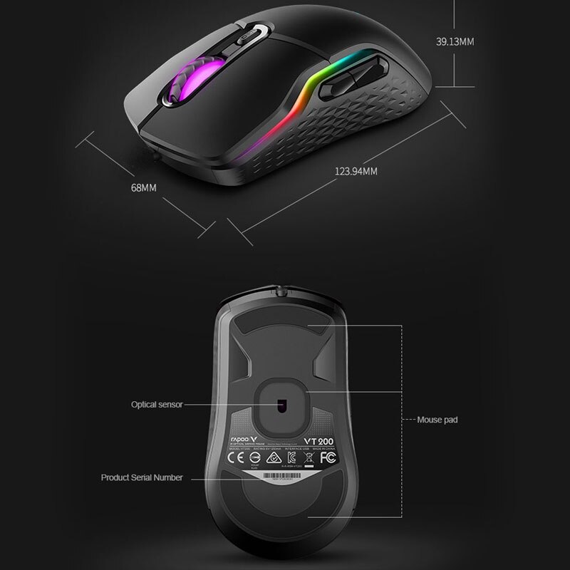 Rapoo RGB Wireless Wired Double Model Gaming Mouse 6200 DPI 8 buttons Programmable ergonomic for gamer Mice laptop PC computer