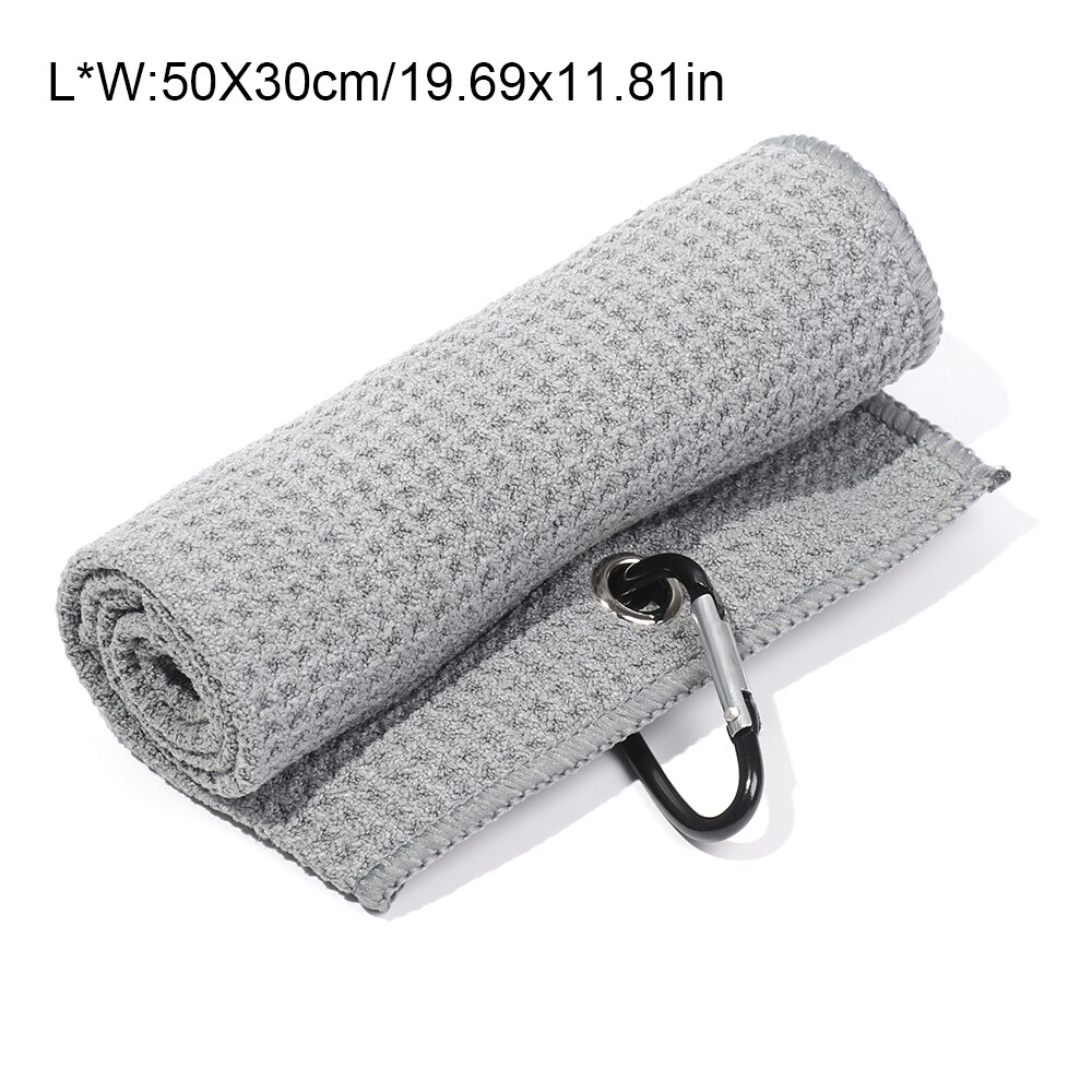 1PC Pure Color Towel Microfiber Cotton Golf Towel With Carabiner Hook Cleans Clubs Golf Towel Hands Cleaning Towels 30*50cm