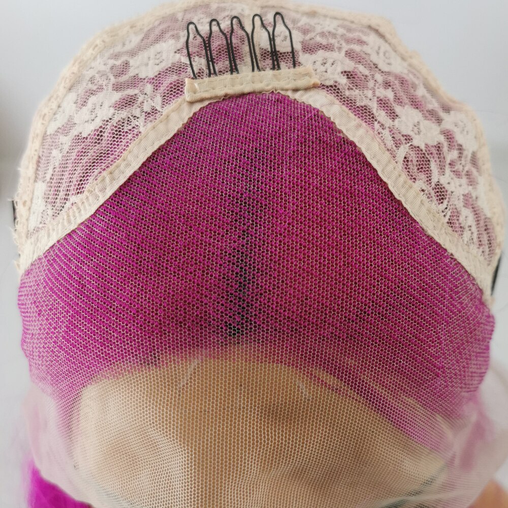 FANXITON Short Wave Pink High Temperature Heat Resistant Synthetic Lace Front Wigs Glueless For Women Wigs