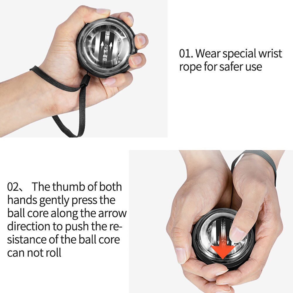Anti-Stress Wrist Trainer LED Gyroball Essential Spinner Gyroscopic Forearm Exerciser Gyro Ball Home Kit Training Arm Muscle