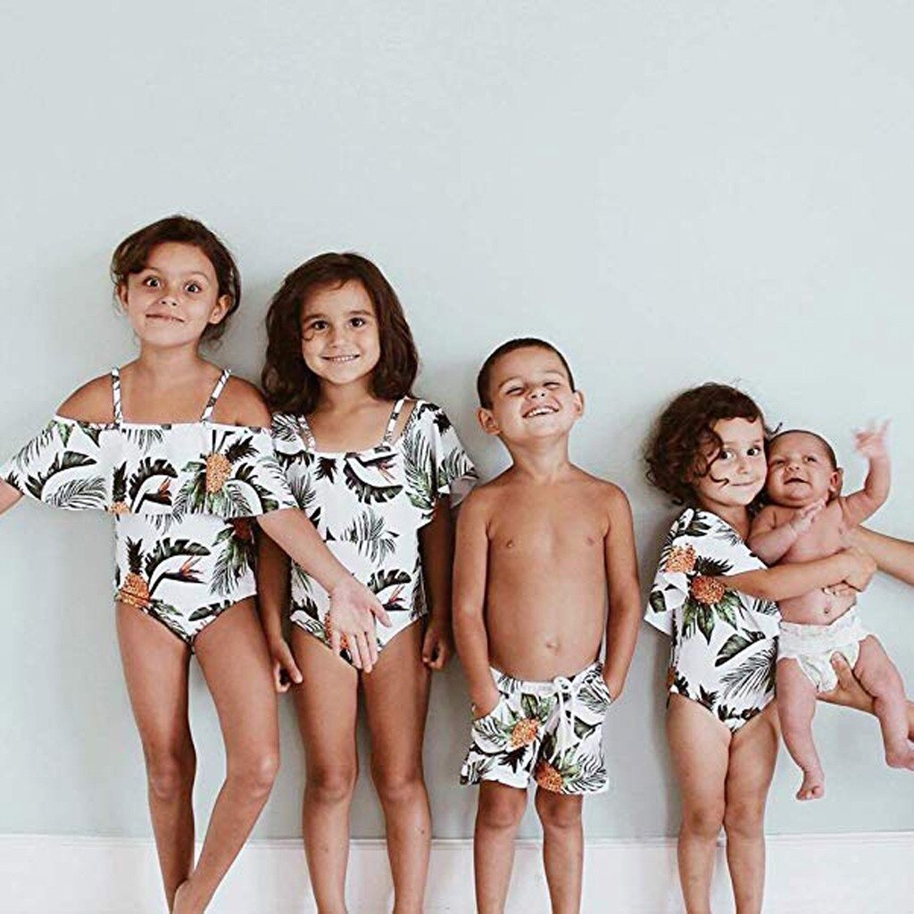 freundlicher Baby Jungen Drucken Familie Bademode Badeanzug Strand kurze Hose Anzug Beachwear sommer druck freundlicher bademode für mädchen maillot de bain