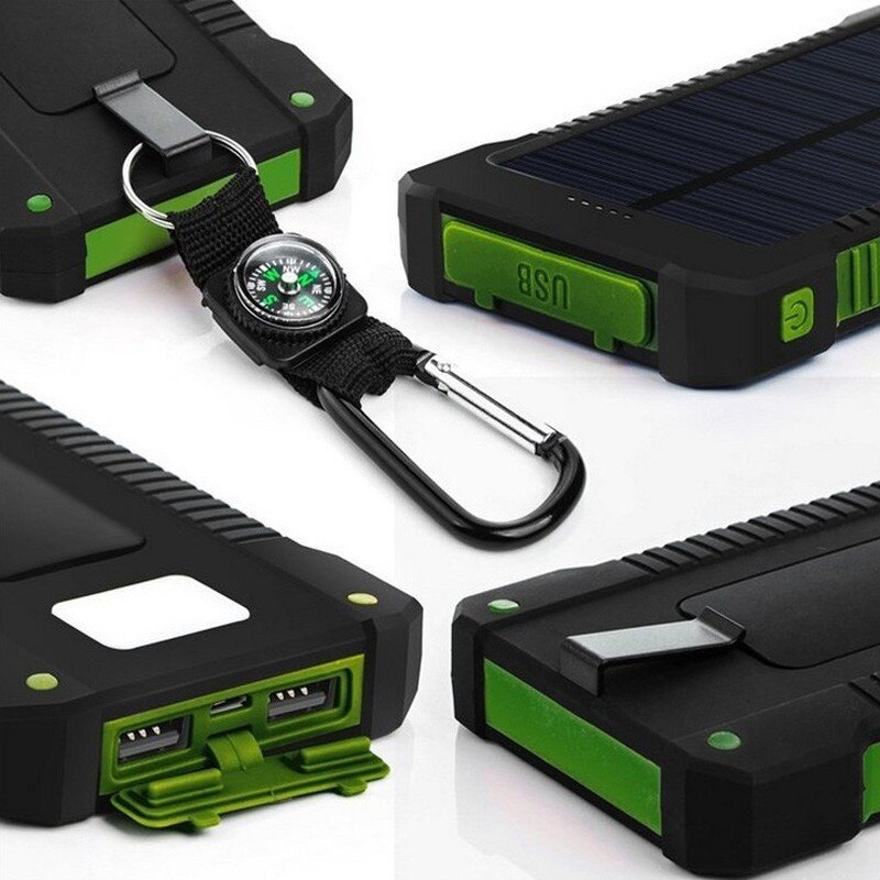 Solar Power Bank 20000mAh zonne-energie Oplader Externe batterij Oplader Waterdichte Solar Powerbank voor Smartphone met LED Licht