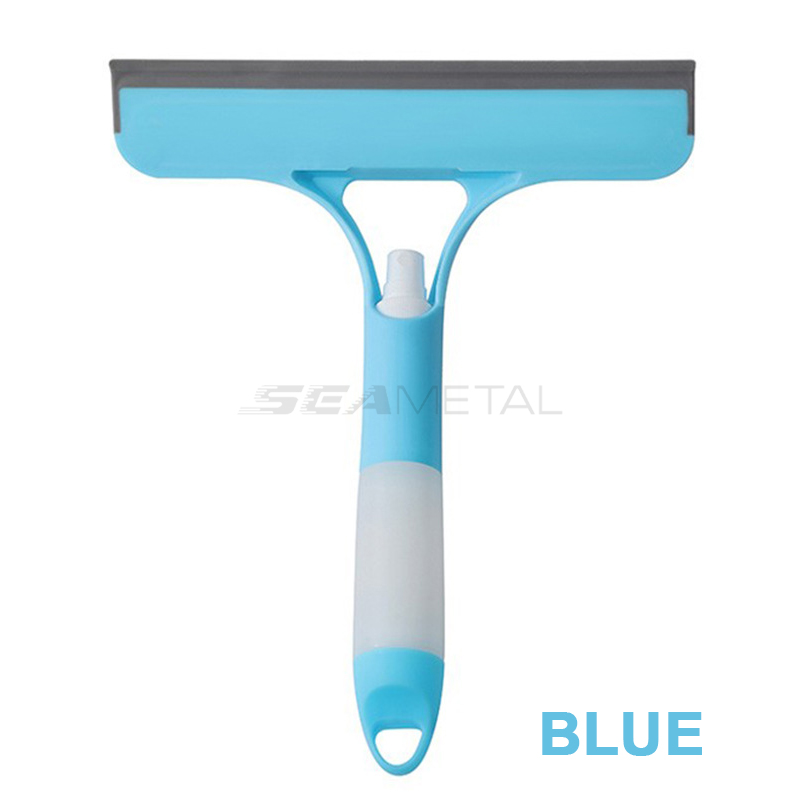 SEAMETAL 3 IN 1 Autoschraper Glazenwisser Muitifunctionele glazen borstel Siliconen zuigmond voor auto Huishoudelijk schoonmaakgereedschap: Blauw
