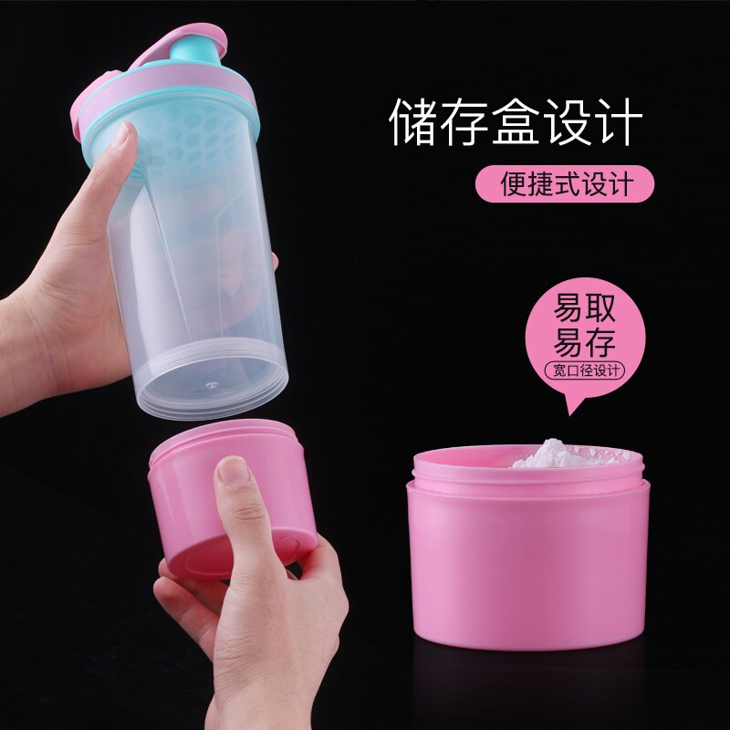 Protein Shaker Bottle Girls Women Sport Water Bottle Gym Fitness Hiking Drink Outdoor Travel Cup