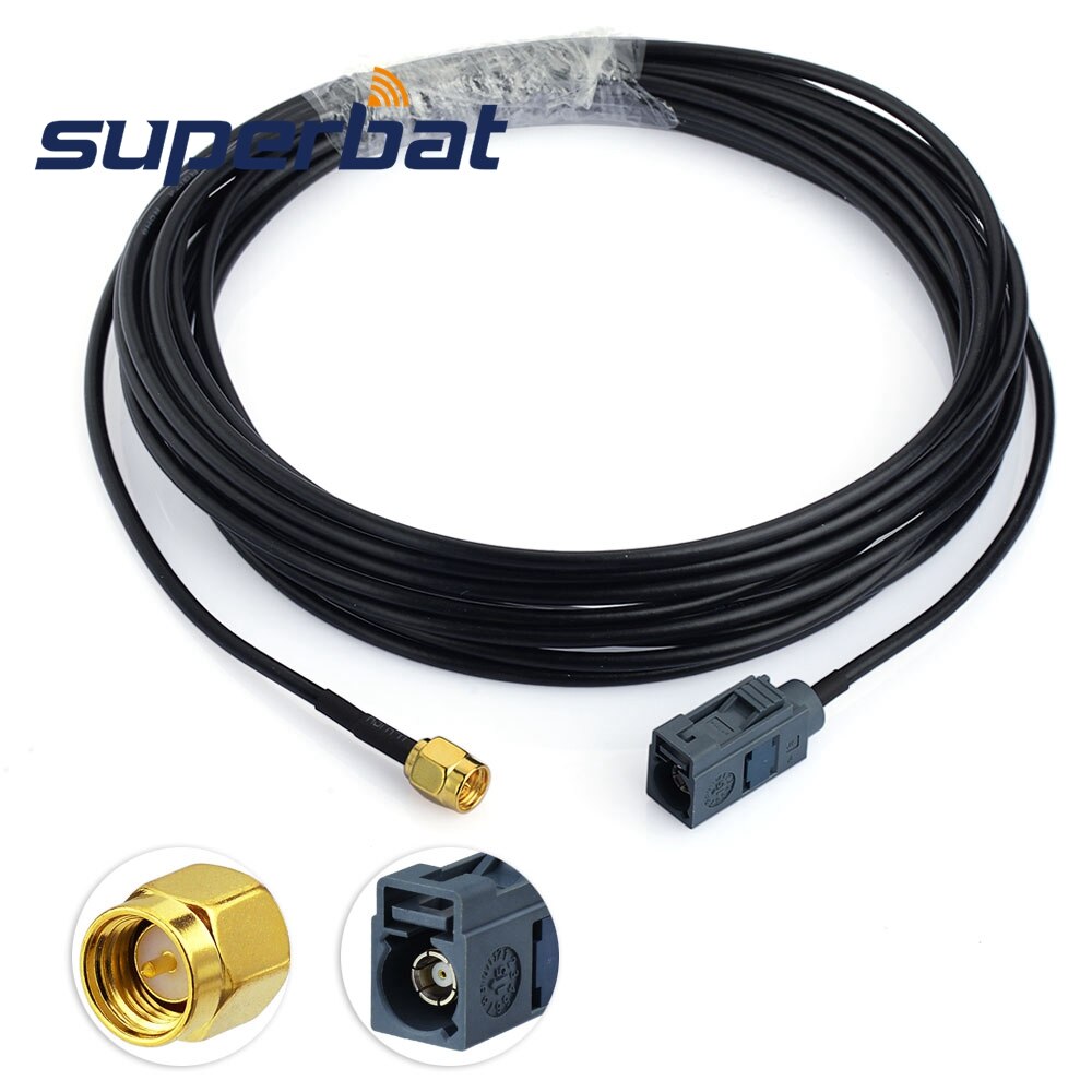 Superbat DAB/DAB+/FM Car Digital Radio/Stereo Amplified Aerial Roof Mount Antenna and SMA Aerial Replacement Cable for Auto DAB