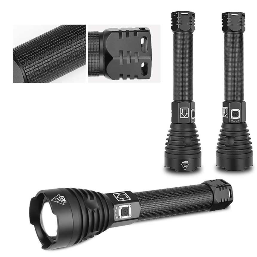 Aluminum Alloy XHP90 Powerful Led Flashlight USB Charging Power Display 2500LM Outdoor Night Flashlight