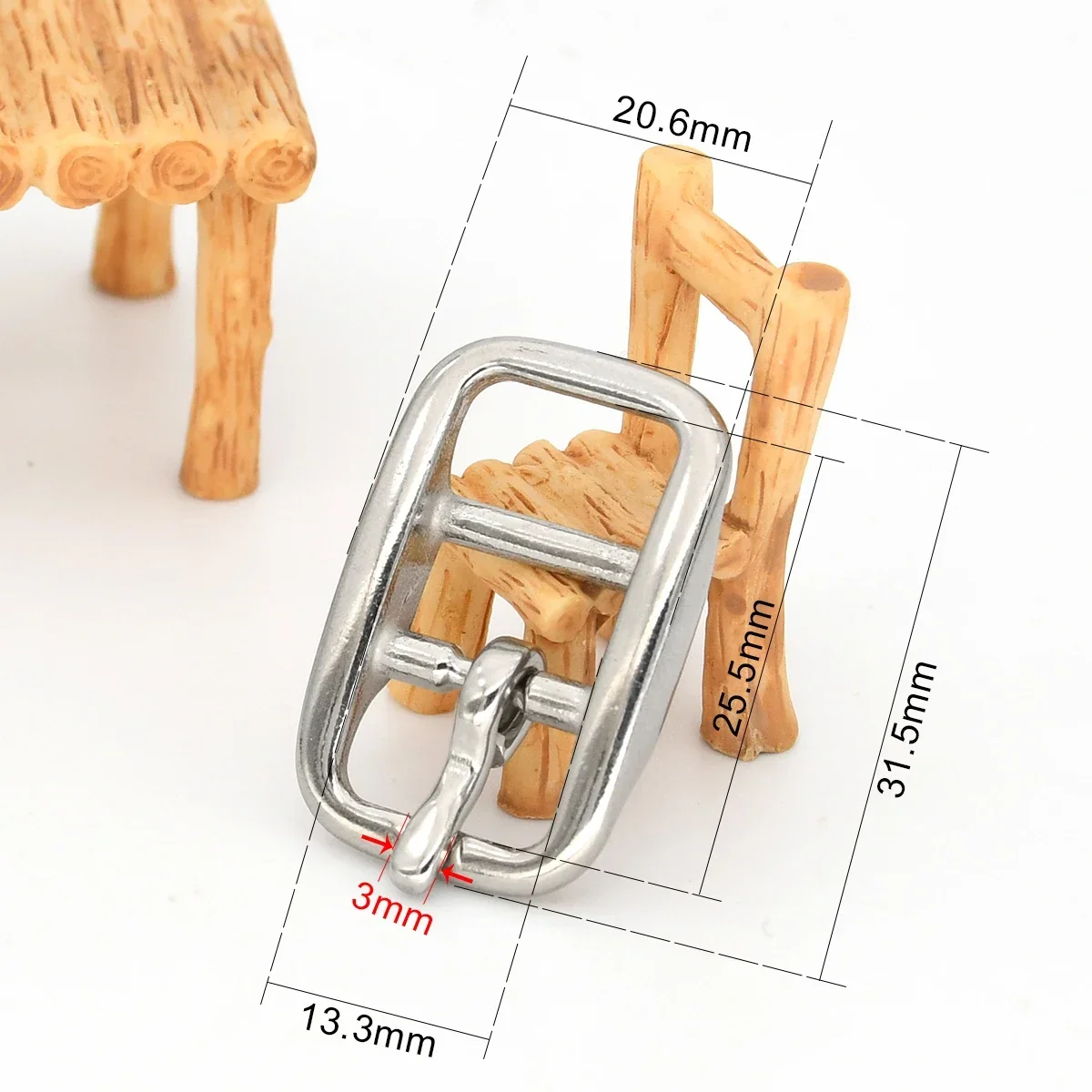 Fibbia per cintura in acciaio inossidabile Doppia barra Fibbia ad ardiglione regolabile Parti per cinturini artigianali in pelle Tri-scivolare Accessori per imbracatura per cavezza per cavalli: Oro