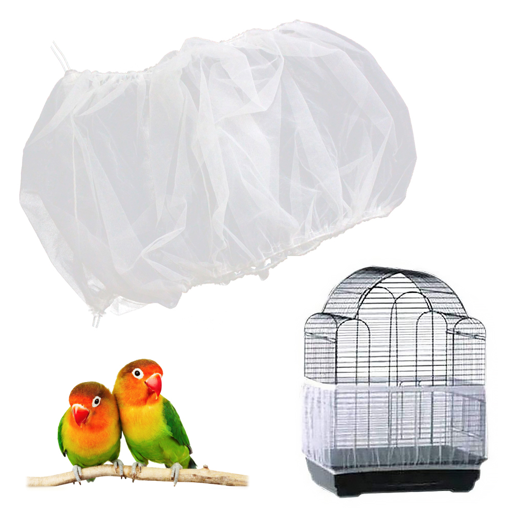 1PCS Soft Nylon Mesh Receptor Seed Guard Bird Parrot Cover Easy Cleaning Nylon Airy Fabric Mesh Bird Cage Cover Bird Supplies