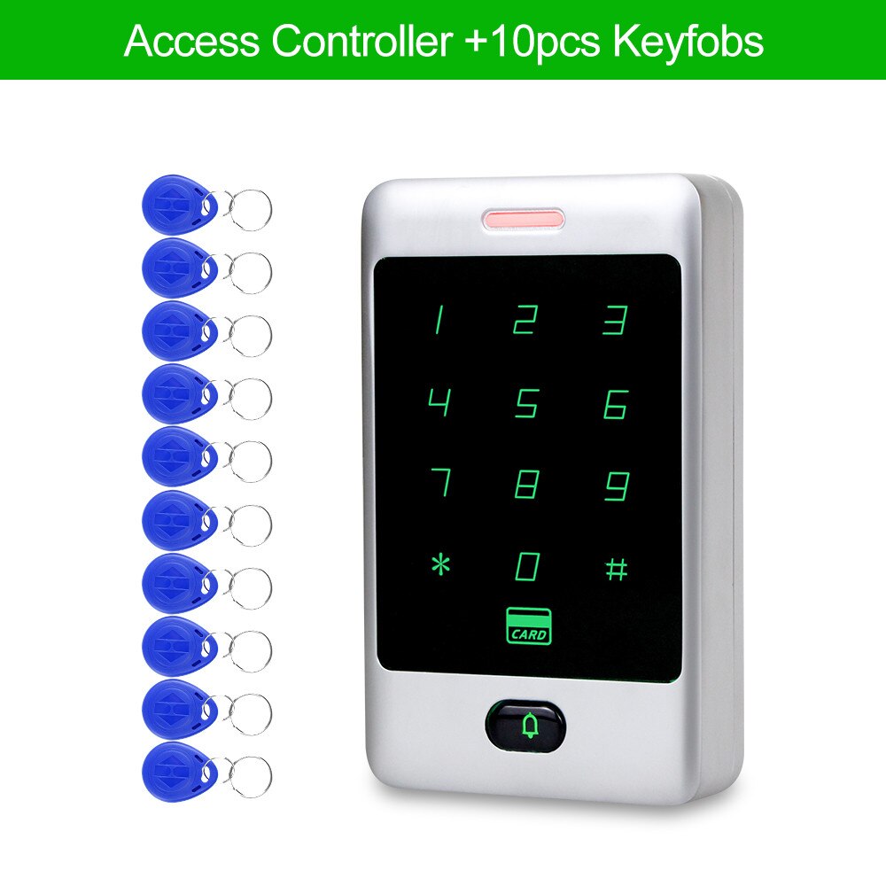 Sant alone RFID Access Control Touch Metal Keypad With Waterproof/Rainproof Cover 10 Keychains For Door Lock System 8000 Users: C30 With Keys
