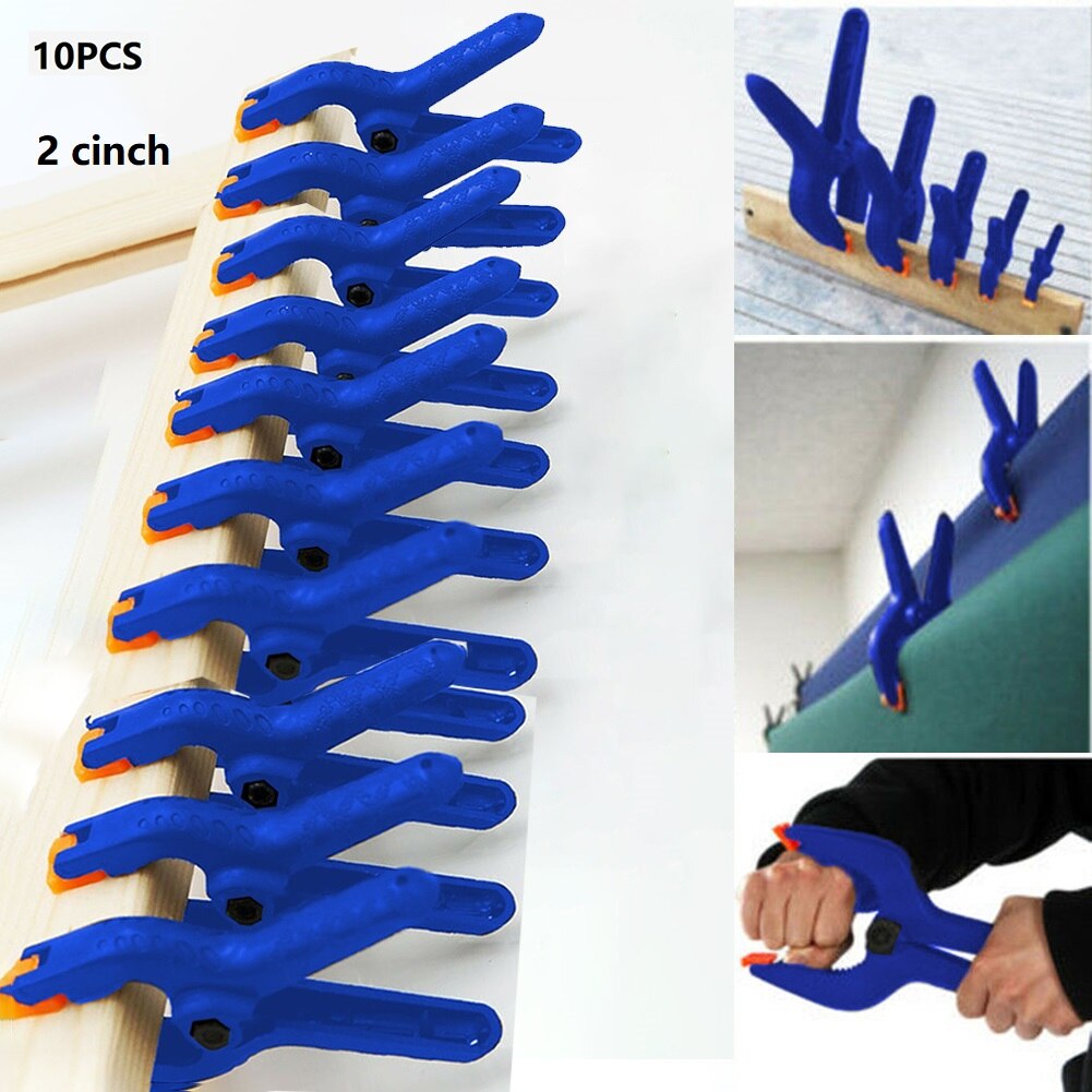 2 Inch Spring Clamps Woodworking Tools Plastic Nylon Grip Cramps Jaw Opening Pinch Cock Micro Spring Clamps Set DIY Tools Grip