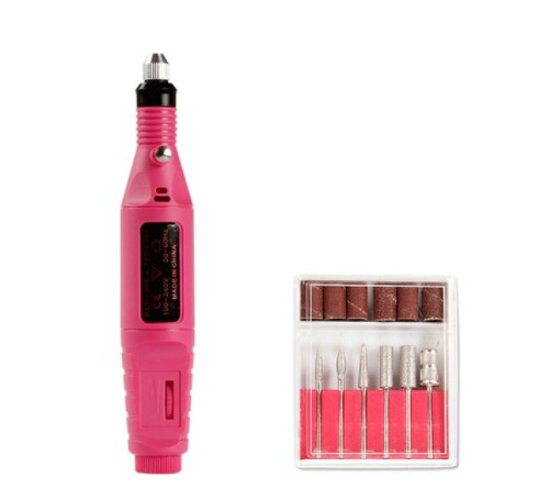 Electric Manicure Machine Set 20000RPM Nail Drill Milling Cutter Nail Art Sanding File Gel Cuticle Remover: Rose red / USB