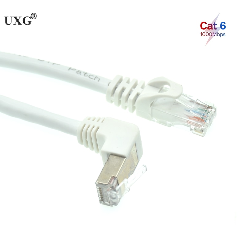 White Cat 6e RJ45 cable CAT6 8pin UTP Side Angled L Shape RJ45 Patch Cord Shape Ethernet Cable 6e Lan Short Cable Gigabit CAT6