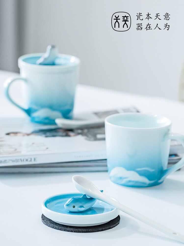 Enkel söt kaffemugg keramik med lock porslin självrörande par muggar resa tazas kök matsal bar  xx60cm