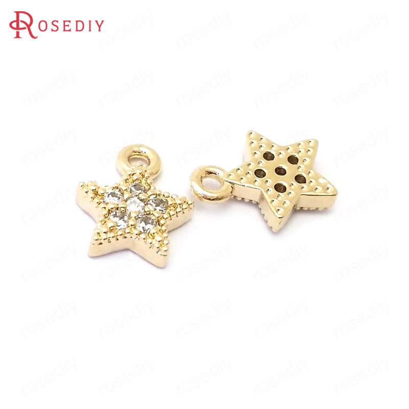 (39101)10Stck 24K Gold Farbe Durcheinander und Zirkon Stern Reize Anhänger Schmuck Machen Diy Liefert Erkenntnisse Zubehör