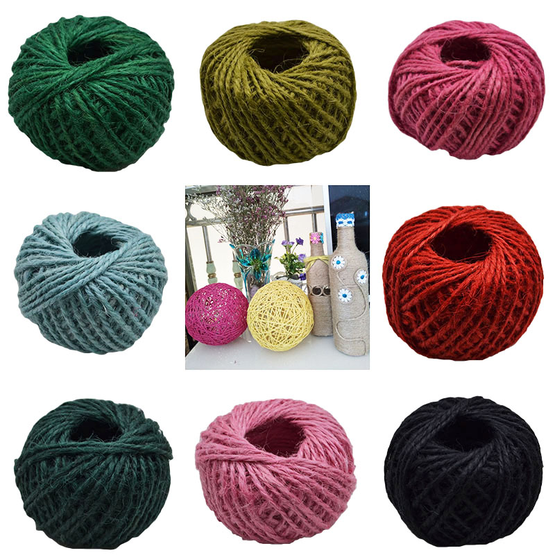 30m/ rullar 2mm naturligt hamparep diy-etikett hängrep bröllop hemtillbehör dekorativ garn jutesnöre trädgårdssnöre